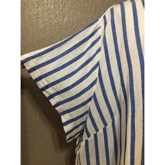Ava & Viv Women's Linen Blend Button Up Shirt Top Blouse White Stripe Size 4X - Picture 9 of 15